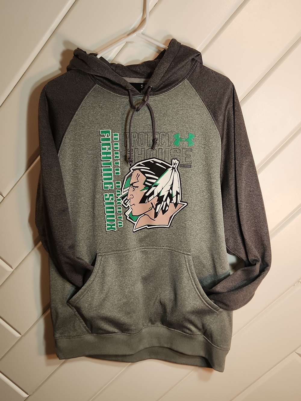 Under Armour Gray and Dark Gray Hoodie - UND Fighting Sioux